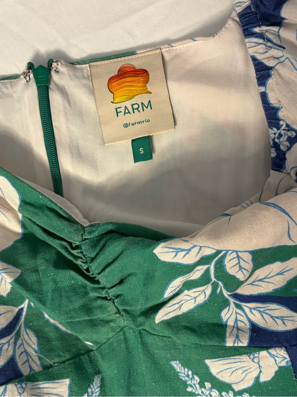 Farm Rio Soft Garden Mini Dress Size S Anthropologie Blue Green Floral - Picture 5 of 5